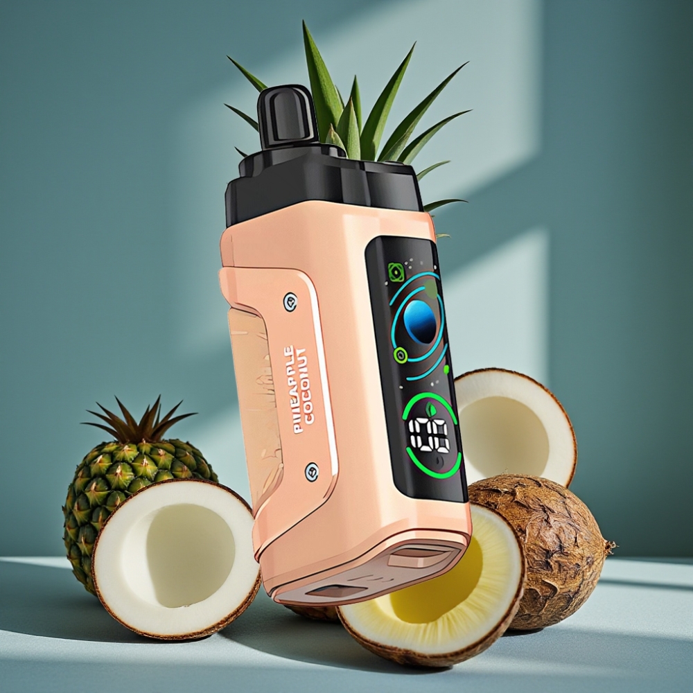 Razz Bar 45000 Puffs Einweg-Vape Ananas-Kokos mit 1,0 Ohm Mesh Coil, verstellbarem Luftstrom, 650 mAh Akku, Typ-C Laden, 20 mg/ml Nikotin