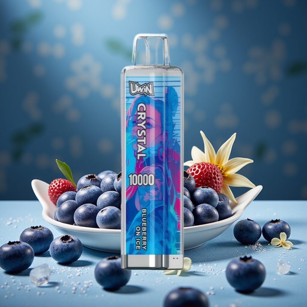 UWIN Crystal 10000 Züge Blaubeer-Eis Typ-C Aufladung RGB-Lichter 18ml 0,8 Ohm MESH