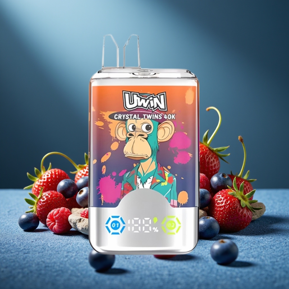 UWIN Crystal Twins 40000 Puffs Erdbeere Himbeere Kirsche Mr Blau 32ml Typ-C 850mAh Mesh 0,6 Ohm