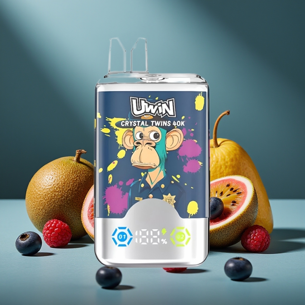 UWIN Crystal Twins 40000 Puffs Kiwi Passionsfrucht Guave Himbeere Blaubeere Mesh 0,6 Ohm 850mAh Typ-C 32ml