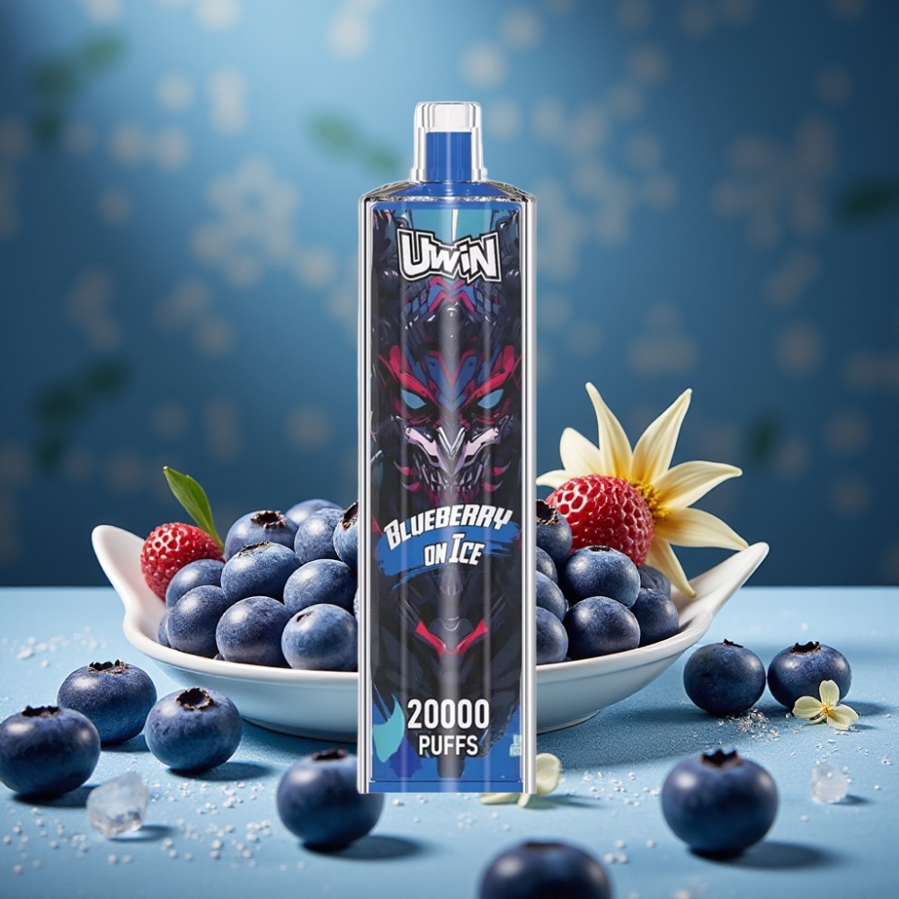 Uwin Shisha Hookah Crystal 20000 Puffs Blaubeere Eis Nikotin 0%-5% 22ml Mesh Coil Typ-C