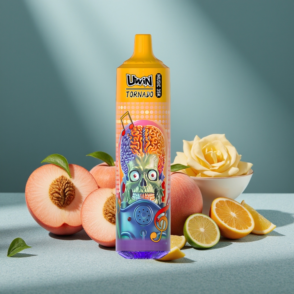 Uwin Tornado 35K Music Wegwerf-Vape Sommer Pfirsich Eis mit 600mAh Akku & Mesh Coil 1.0 Ohm