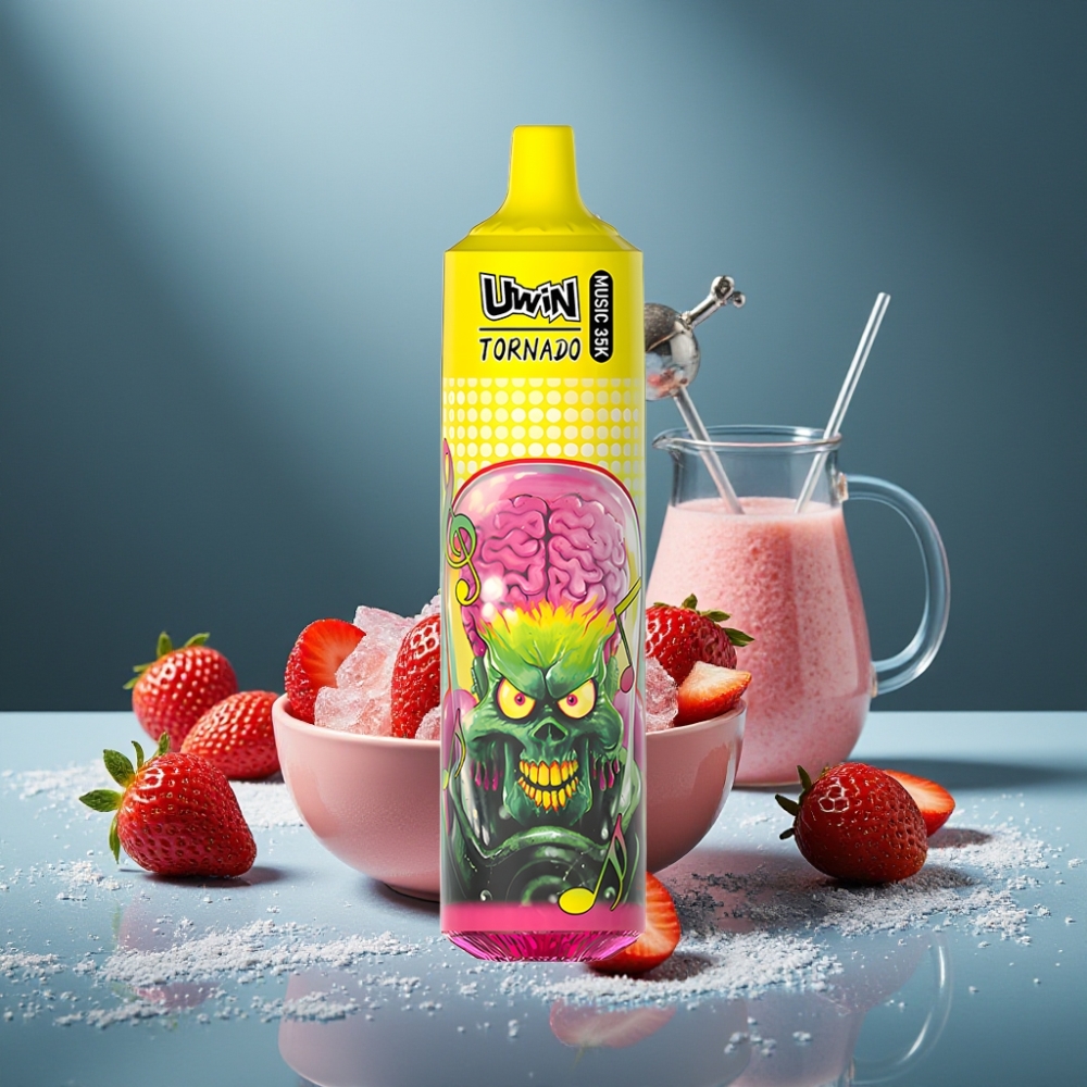 Uwin Tornado 35K Musik Wegwerf-Vape Erdbeer-Eis 600mAh Typ-C Mesh 1,0 Ohm