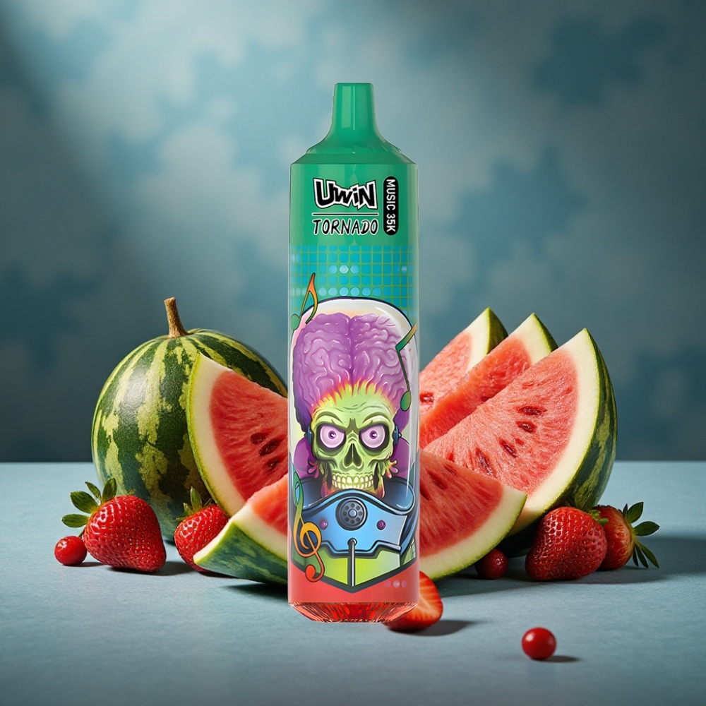 Uwin Tornado 35K Musik Wegwerf-Vape Erdbeer-Wassermelone 600mAh Typ-C Mesh 1,0 Ohm