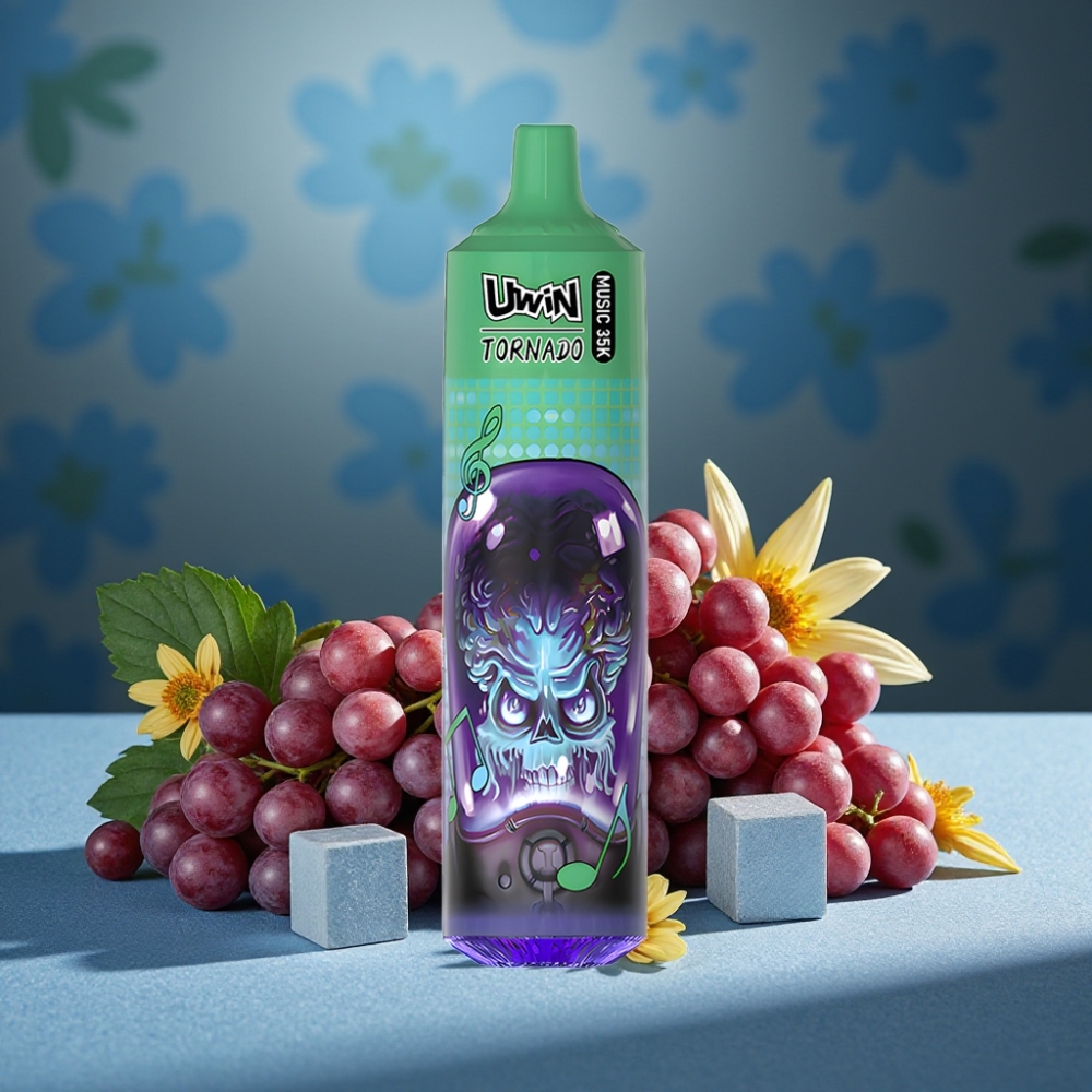 Uwin Tornado 35K Weintraube-Eis Musik Disposable Vape mit 600mAh Akku und Type-C