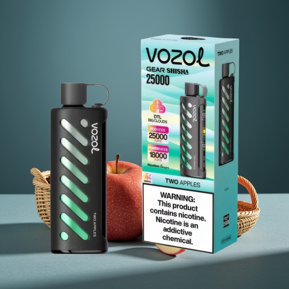 VOZOL Gear Shisha 25000 Puffs Doppelapfel mit S.i.L.C Tech, Dual Mesh Dual Modes, 1000mAh