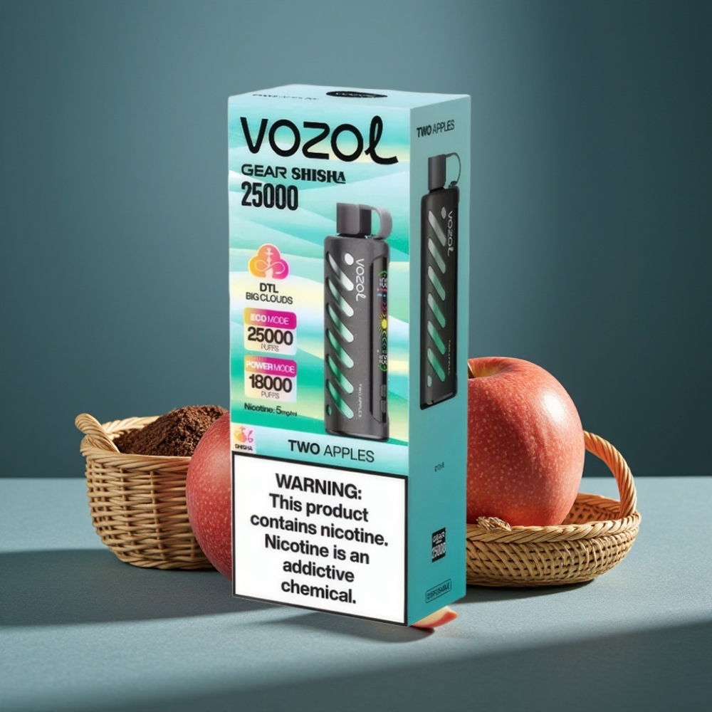 VOZOL Gear Shisha 25000 Puffs Doppelapfel mit S.i.L.C Tech, Dual Mesh Dual Modes, 1000mAh