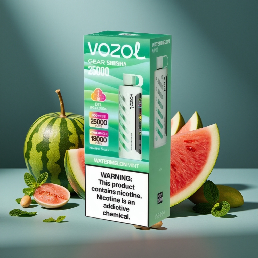 VOZOL Gear Shisha 25000 Puffs Wasserminze Smart Chip S.i.L.C Tech Dual Mesh 1000mAh 5mg/ml