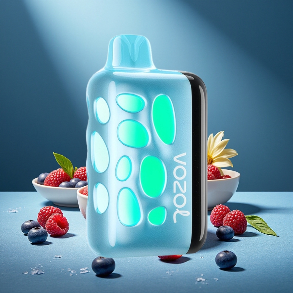 VOZOL RAVE 40000 Einweg-Vape Blau-Razz-Eis mit 270° Leuchtendem Design, Beat-Sync Party-Modus & 1000mAh Akku