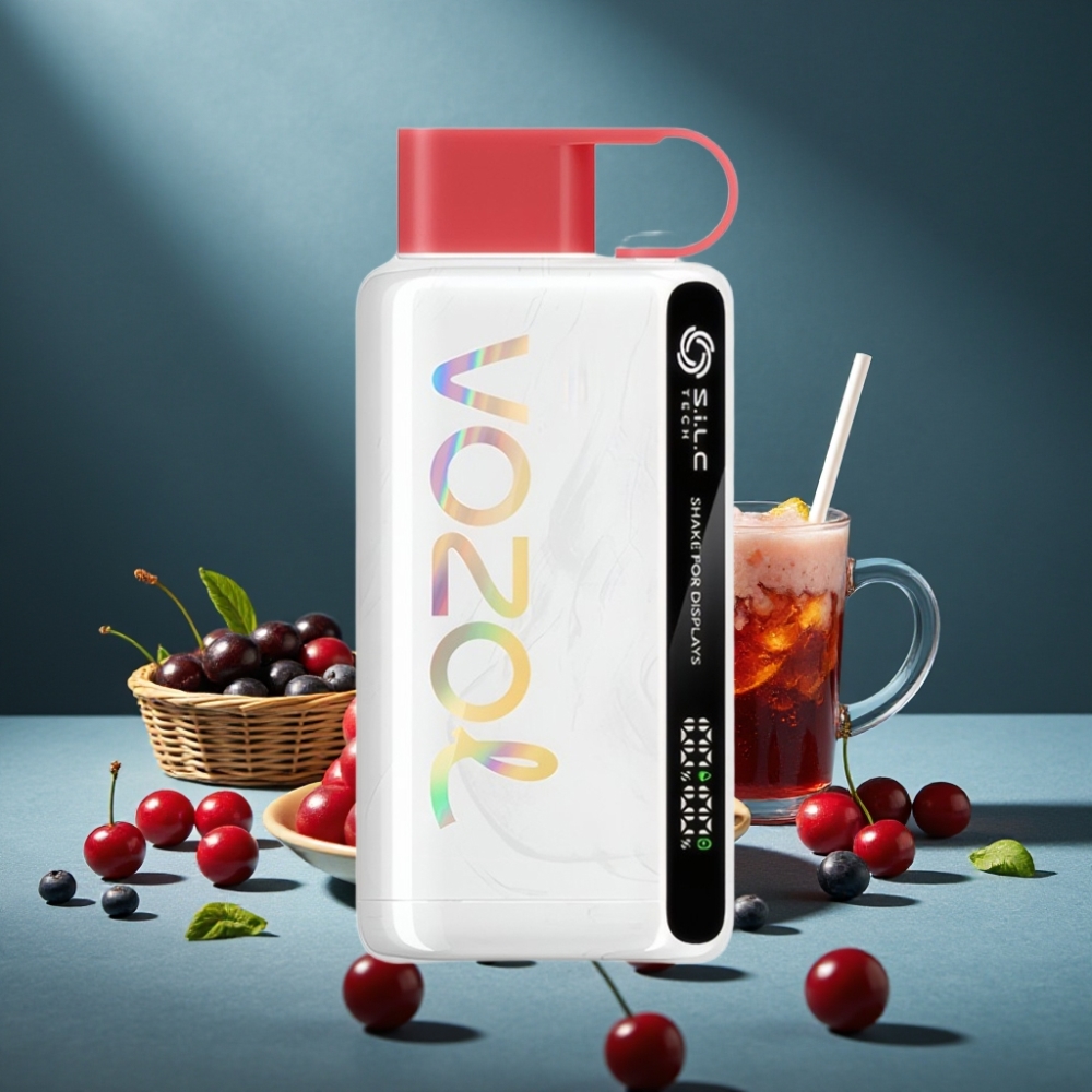 VOZOL STAR 9000/12000 Wegwerf-Vape Kirsch-Cola mit Schüttel-Display, S.i.L.C TECH, Mundstückschutz, 30% schnellere Ladung, 650mAh
