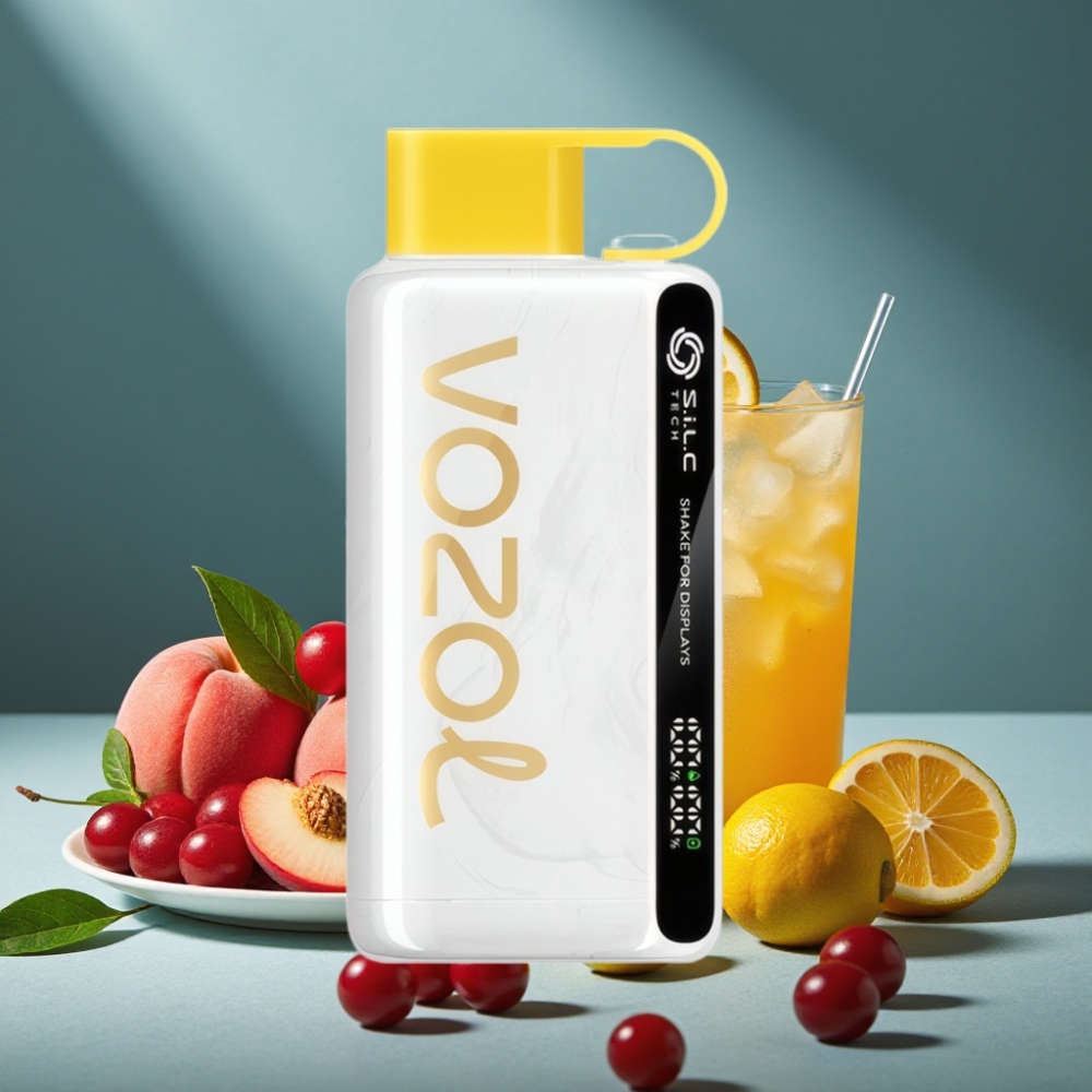 VOZOL STAR 9000/12000 Wegwerf-Vape Kirsch-Pfirsich-Limonade mit 650mAh, S.i.L.C TECH, Mundstückschutz