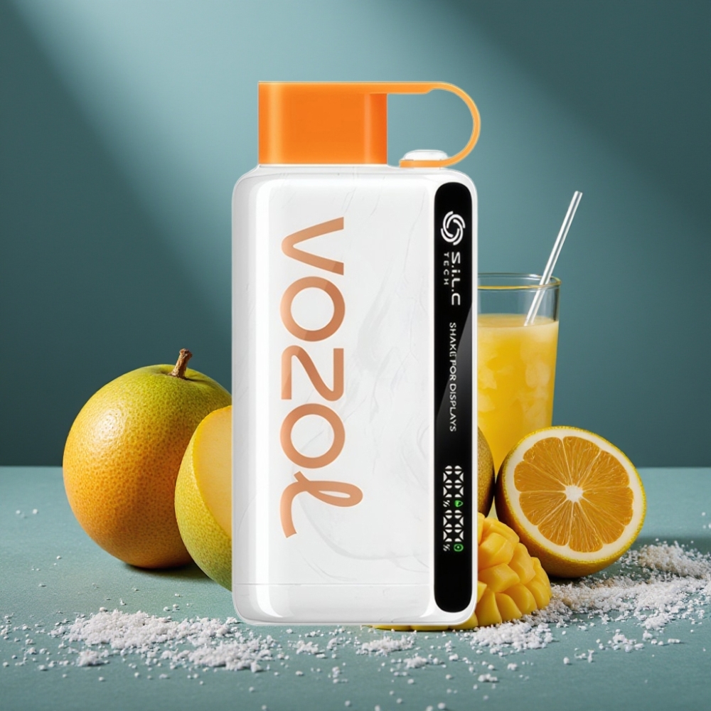 VOZOL STAR 9000/12000 Wegwerf-Vape Mexikanisches Mango-Eis mit Schüttel-Display, S.i.L.C TECH, Mundstückschutz, 30% schnellere Aufladung, 650mAh