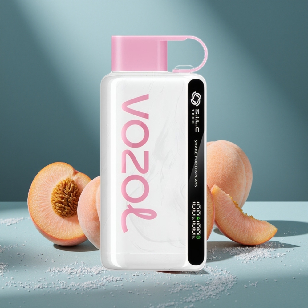 VOZOL STAR 9000/12000 Wegwerf-Vape Pfirsich-Eis mit S.i.L.C TECH, Schüttel-Display, Mundstück-Schutz, 30% schnelleres Laden, 650mAh