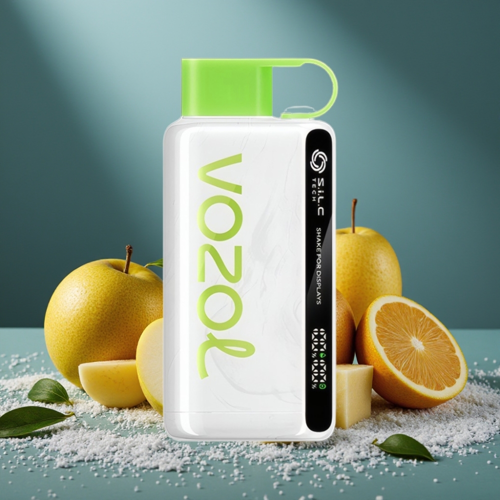 VOZOL STAR 9000/12000 Wegwerf-Vape Sauerer Apfel Eis mit S.i.L.C TECH, Schnellladung & Recycling-Kunststoff